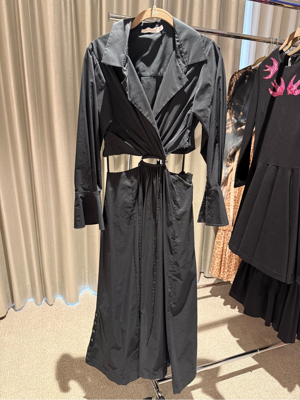 Jonathan Simkhai Alex Pleated Poplin Long Sleeve Dress